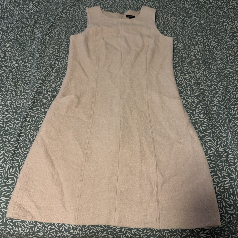 ANN TAYLOR Sleeveless Sheath Wool Dress Pink US 6 Round Neck Knee Length Pockets
